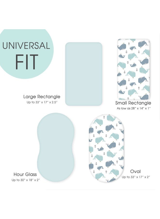 Bukela 2 Pcs Super Soft Elastic Baby Bassinet Sheets, Cute Whale Pattern Universal Mattress Cover For Moses Basket, Oval & Rectangle Crib Mattress - Image 2